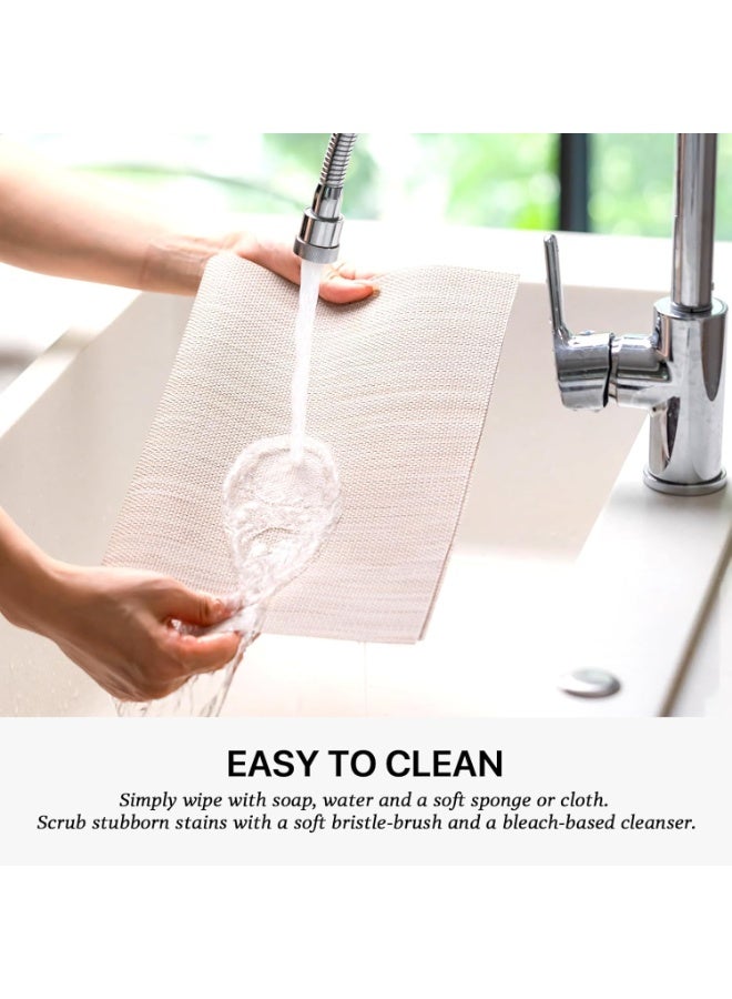 CLENEA PVC Woven Placemats, 4 PCS Wipeable Indoor/Outdoor Table Mats, Washable Place Mats, eat Resistant Table Placemats, for Dining Table, Set of 4-Beige - Image 4